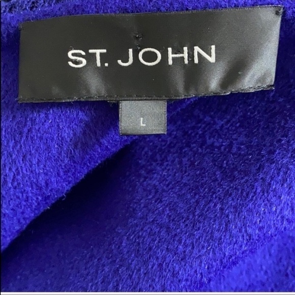 ST. JOHN Blue Angora Cashmere Sweater Jacket Large Designer Soft Cozy Holiday - Picture 6 of 9